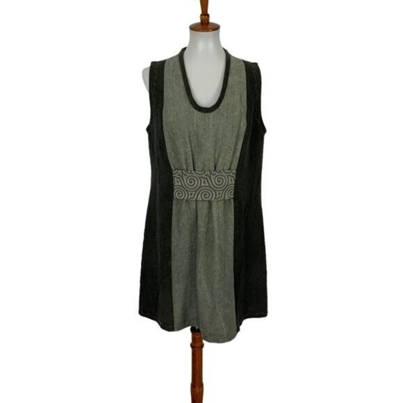 L ONeill Design Boho Linen Sleeveless Tunic Dress Green Earthy Cottagecore Small - Picture 1 of 5